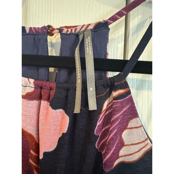 Anthropologie Tiered Halter Maxi Dress Dark Floral Boho - Picture 4 of 8